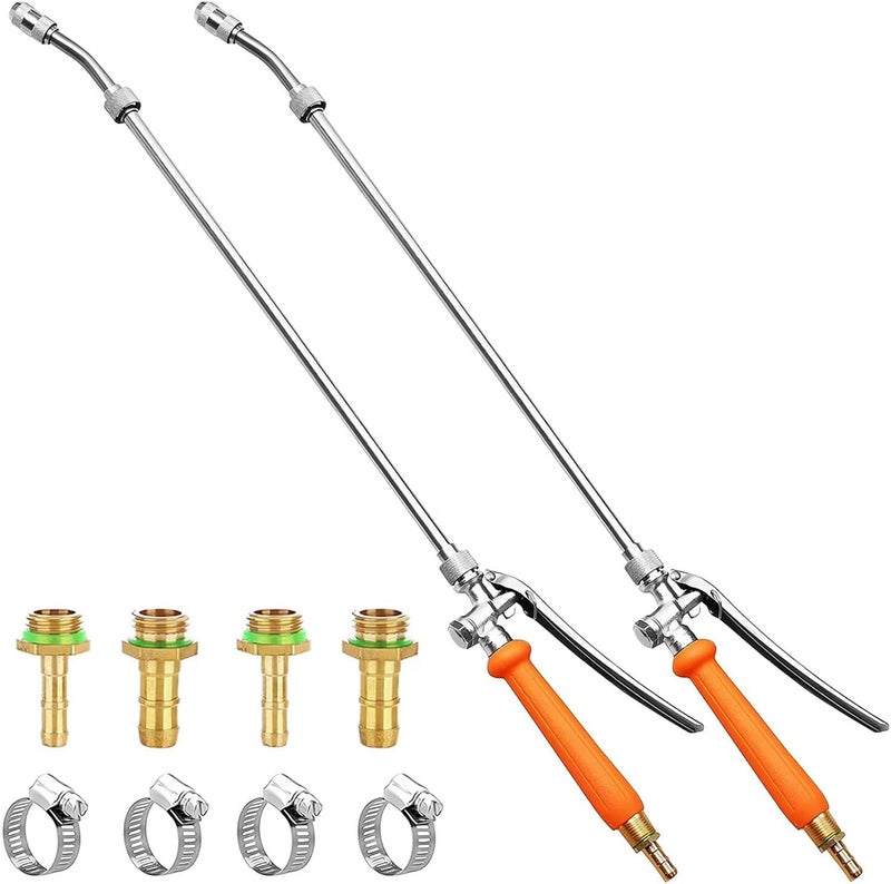 VanPet 2Pcs All Metal Replacement Sprayer Wand,1/4" & 3/8" Brass Barb Sprayer Wand Replacement, Stainless Steel Sprayer Wand with Shut off Valve & 2 Hose Clamps (2Pcs 29 Inches Sprayer Wand) - Image 1